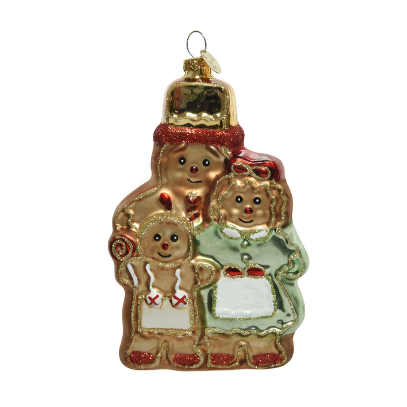 Gingerbread Family Shaped 3D Glass Christmas Hanging Bauble