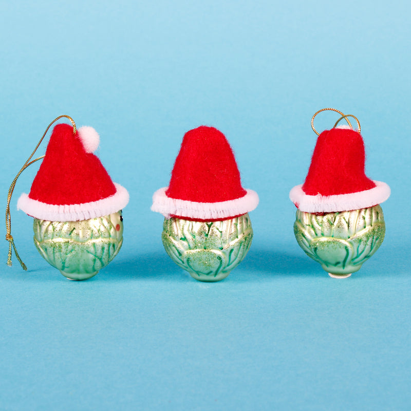 Mini Santa Brussel Sprout Hanging Decorations - Set of 3