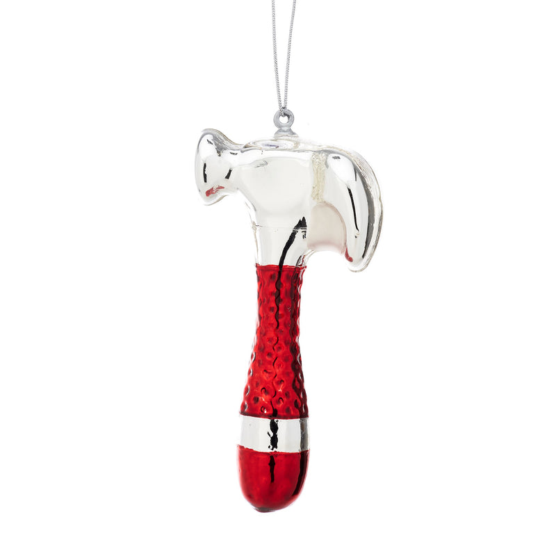 Red and Silver Hammer Shaped Bauble Hanging Decoration