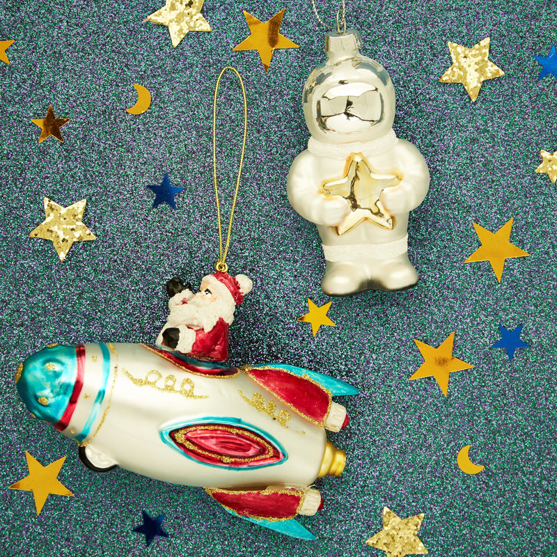 Sleigh No More Spaceship Shaped Bauble
