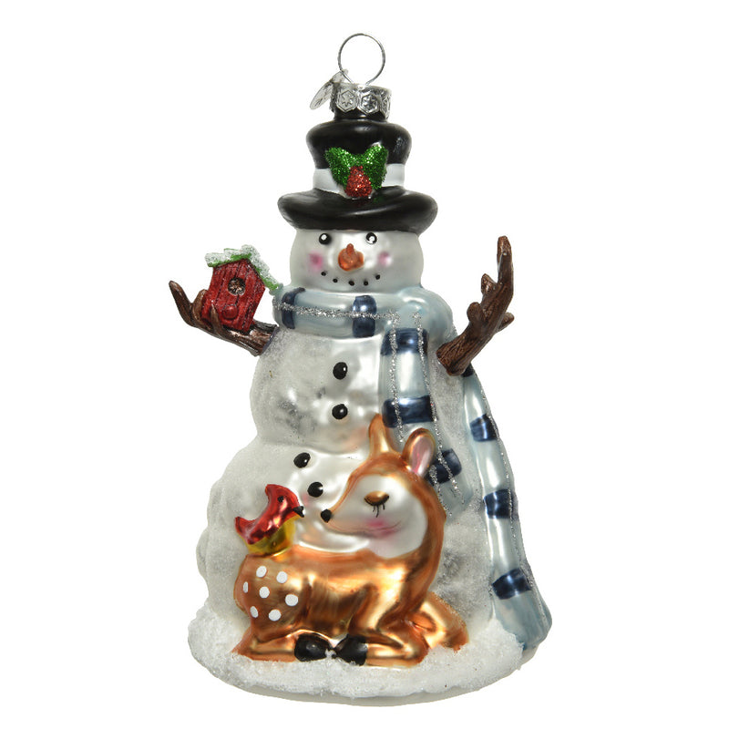 Snowman Shaped Retro 3d Glass Christmas Hanging Bauble