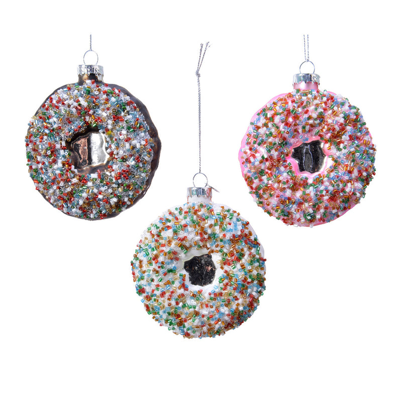 Doughnuts Sprinkles Set of 3 Hanging Christmas Decorations 3d Baubles