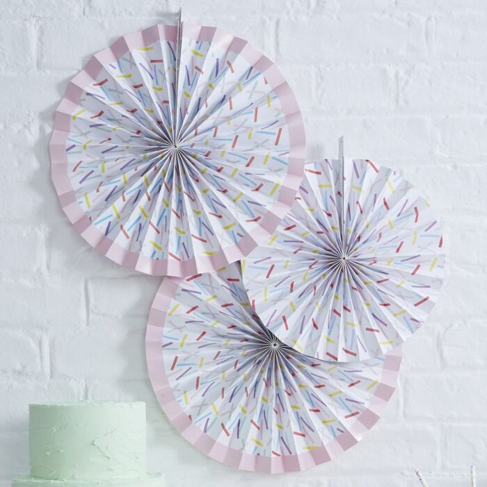 Sprinkles Pinwheel Fan Decorations Pack of 3