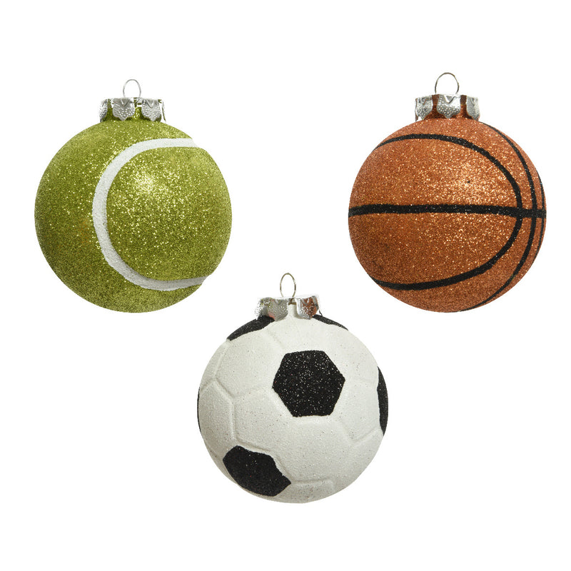 Basket Ball Shaped 3d Glitter Christmas Hanging Bauble