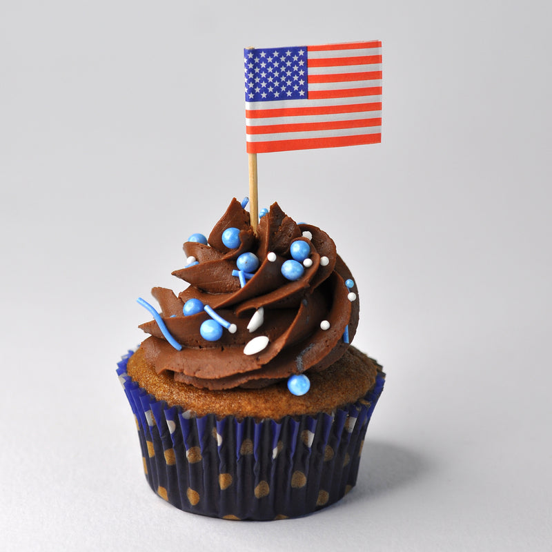 USA American Flag Cake Topper Pack of 48