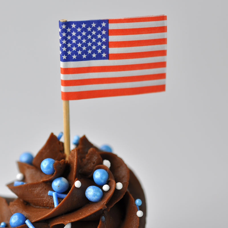 USA American Flag Cake Topper Pack of 48