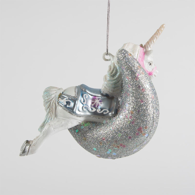 Unicorn Over the Moon Shaped Bauble Hanging Decoration
