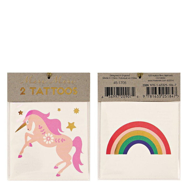 Unicorn & Rainbow Small Tattoos Pack of 2