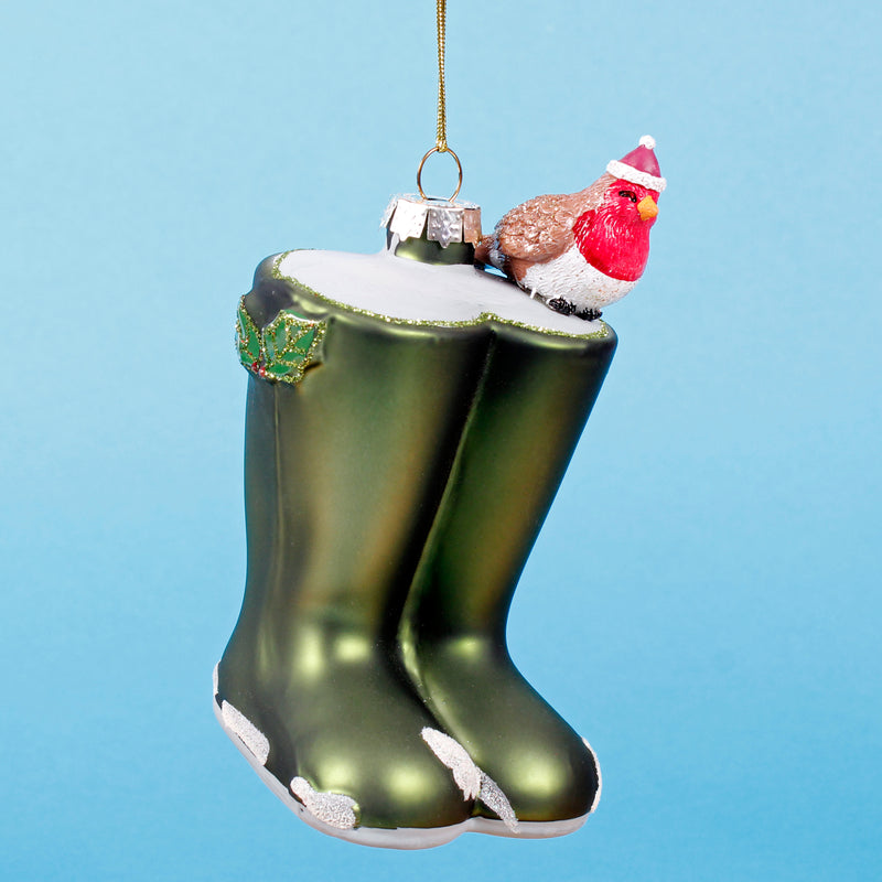 Christmas Wellies Shaped Bauble Hanging Decoration