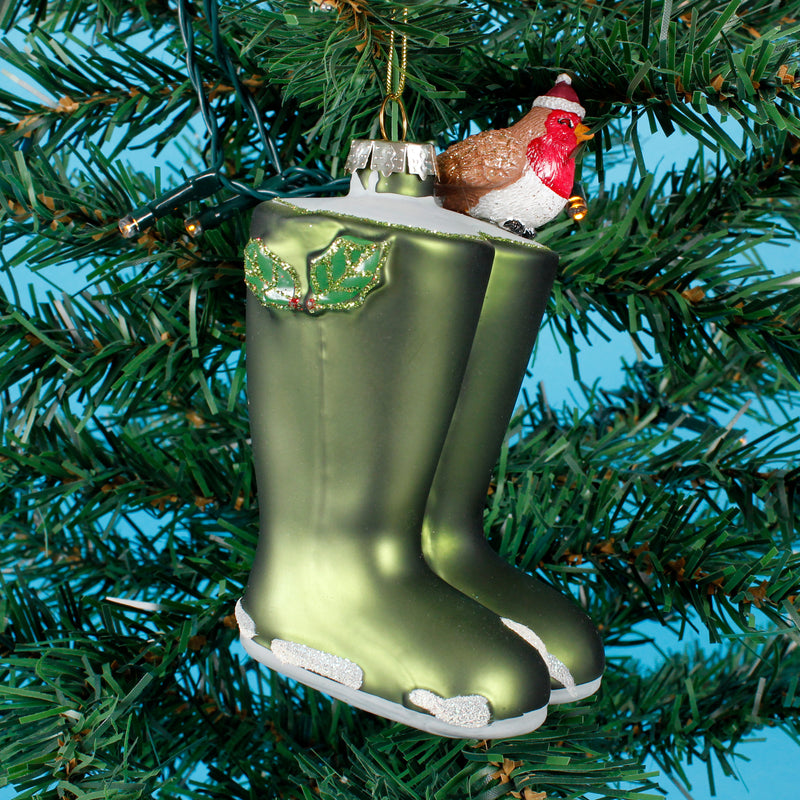 Christmas Wellies Shaped Bauble Hanging Decoration