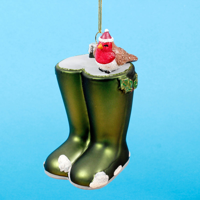 Christmas Wellies Shaped Bauble Hanging Decoration