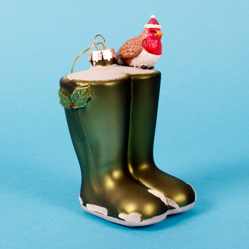 Christmas Wellies Shaped Bauble Hanging Decoration