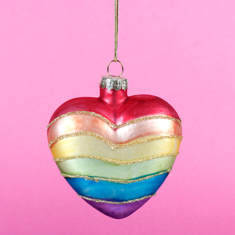 Rainbow Heart Shaped Bauble