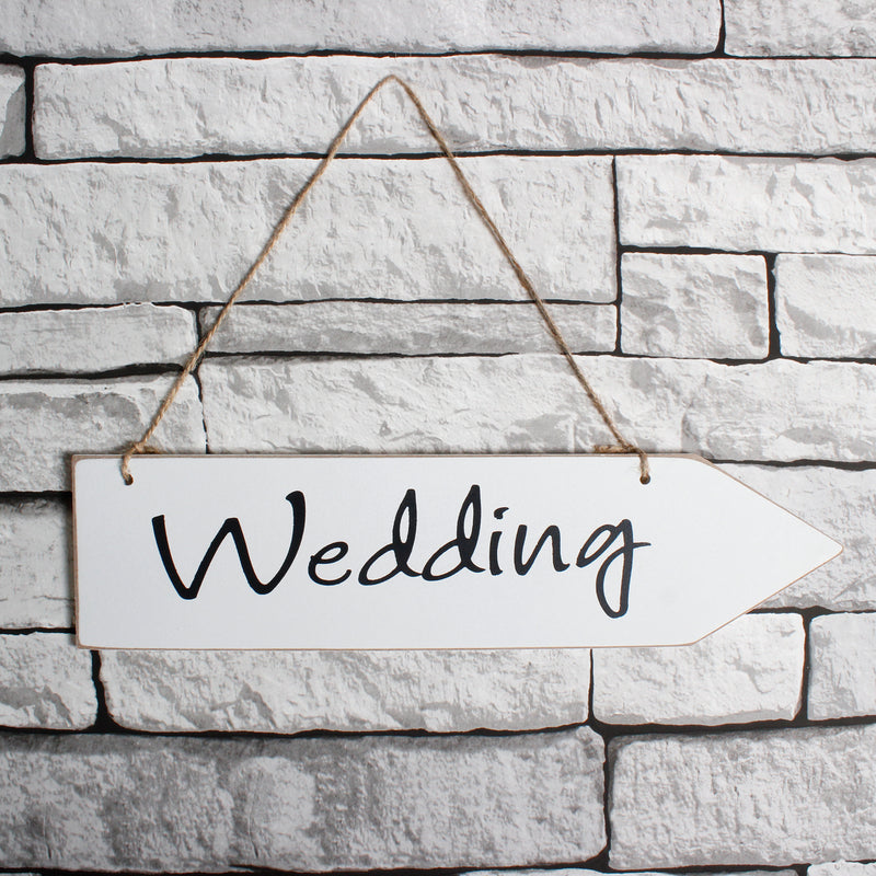 White Wooden Arrow Wedding Sign  300 x 57 x 6mm
