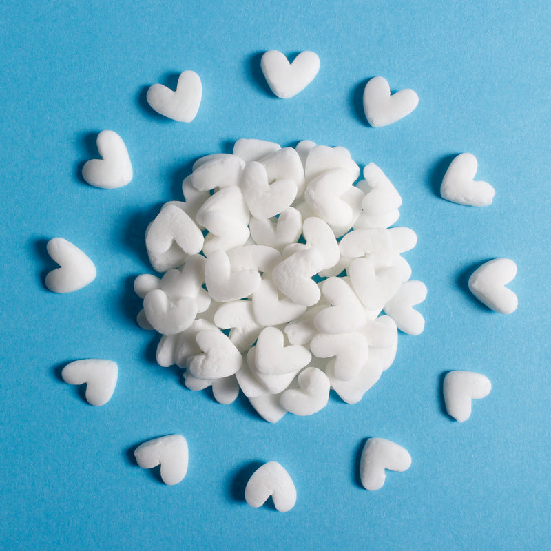 White JUMBO Confetti Hearts Cake Sprinkles