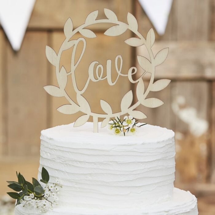 Wooden Love Cake Topper