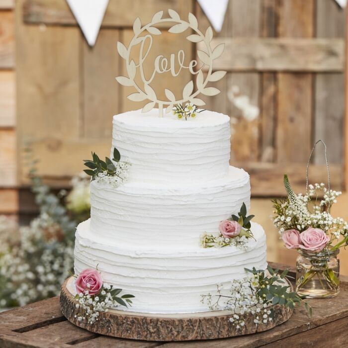 Wooden Love Cake Topper