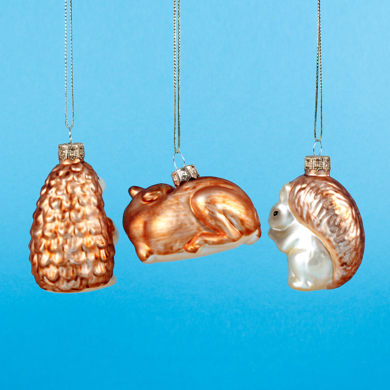 Woodland Creature Baubles - Set of 3