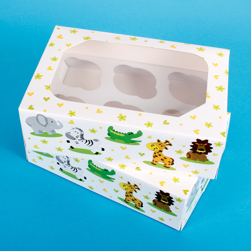 Jungle Animal Cupcake Boxes Display Cases - Pack of 2