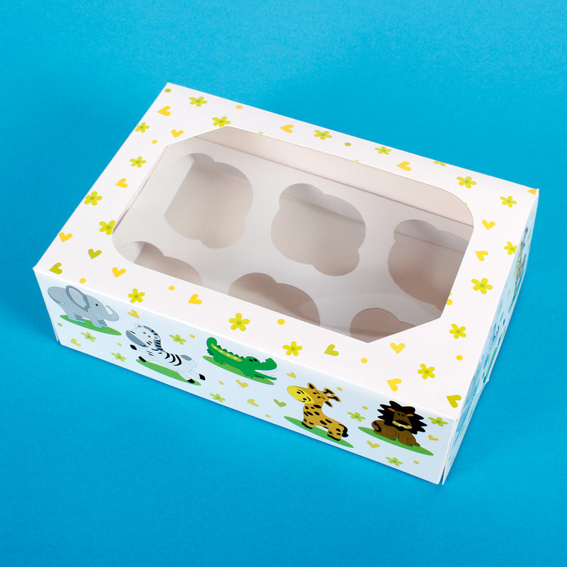 Jungle Animal Cupcake Boxes Display Cases - Pack of 2