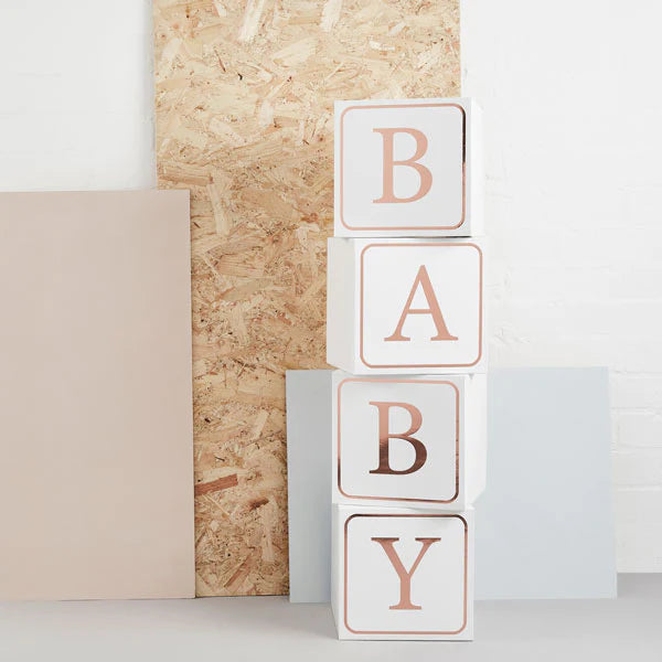 Giant Rose Gold Foiled Baby Shower Blocks Pack of 4 Blocks