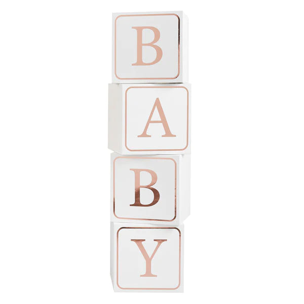 Giant Rose Gold Foiled Baby Shower Blocks Pack of 4 Blocks