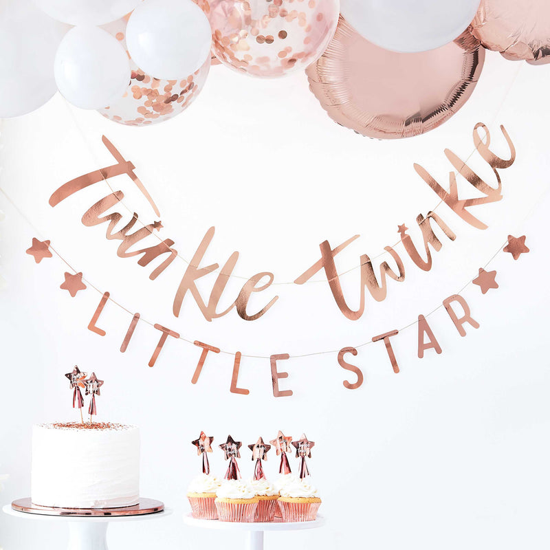 Twinkle Twinkle Rose Gold Baby Shower Garland 3 Metres
