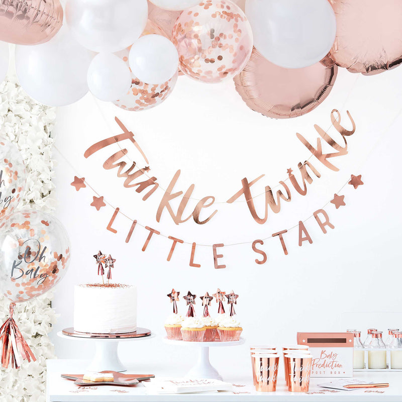 Twinkle Twinkle Rose Gold Baby Shower Garland 3 Metres