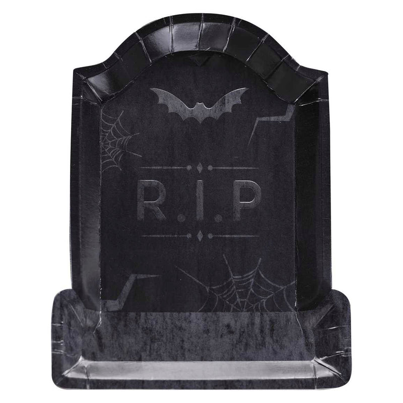 Embossed Tombstone Paper Halloween Plates Pack of 8