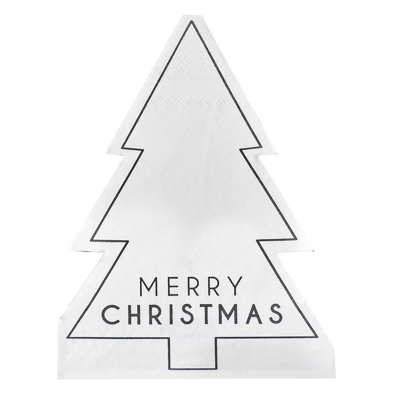 Black and White Christmas Tree Napkins Pack of 16