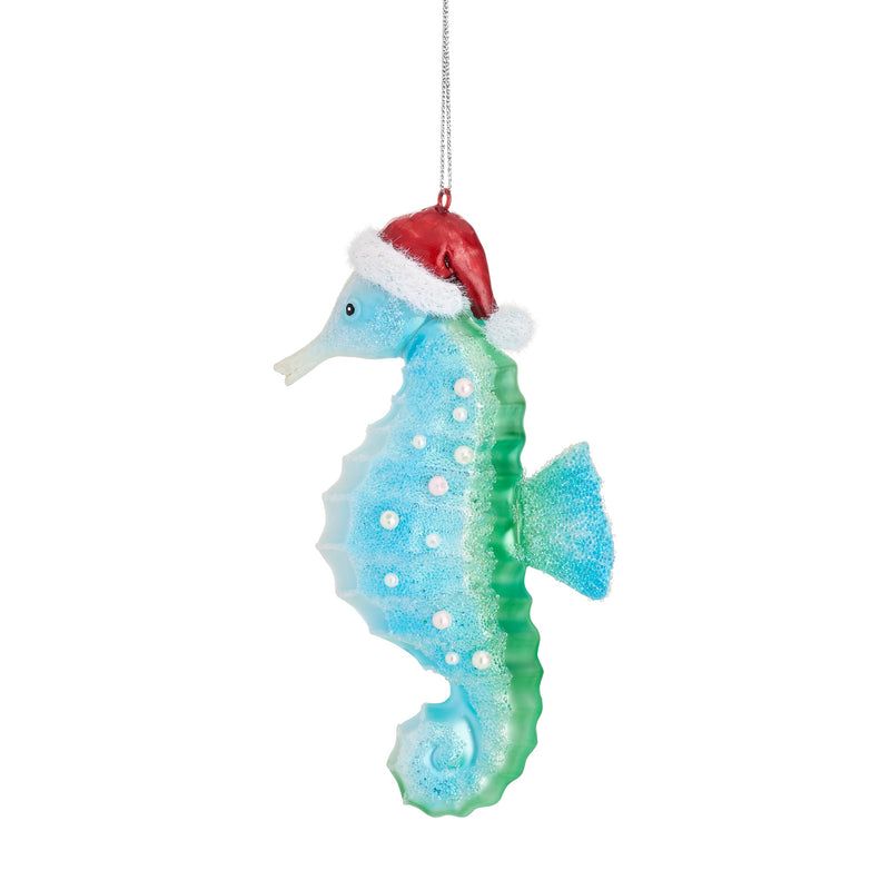 Blue Seahorse With Hat Shaped Bauble