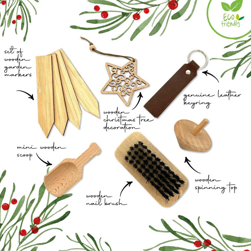 Mistletoe and Red Berries Boutique Eco Christmas Crackers Pack of 6 Plastic Free