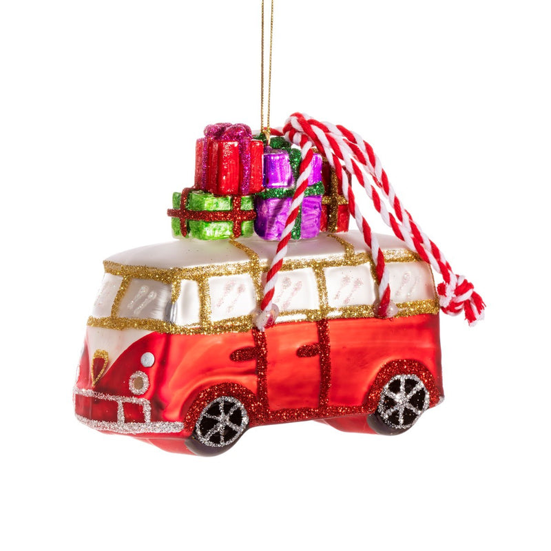 Camper Van With Gifts Hanging Christmas Bauble