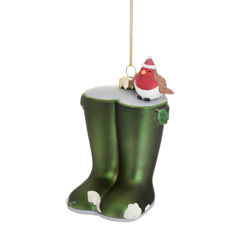 Christmas Wellies Shaped Bauble Hanging Decoration