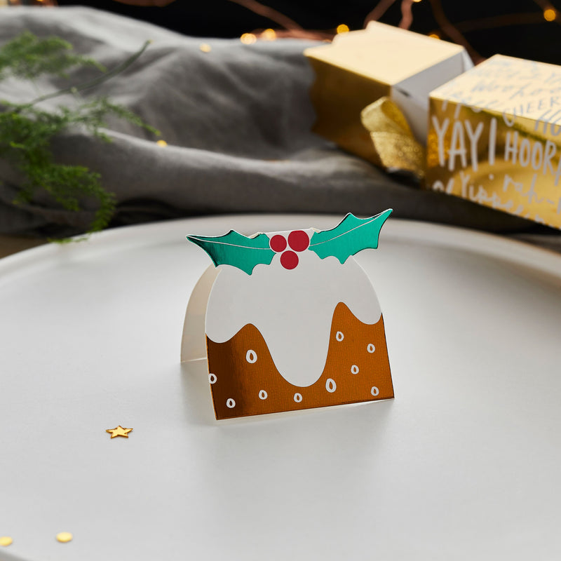 Foiled Christmas Pudding Place Cards Pack of 10