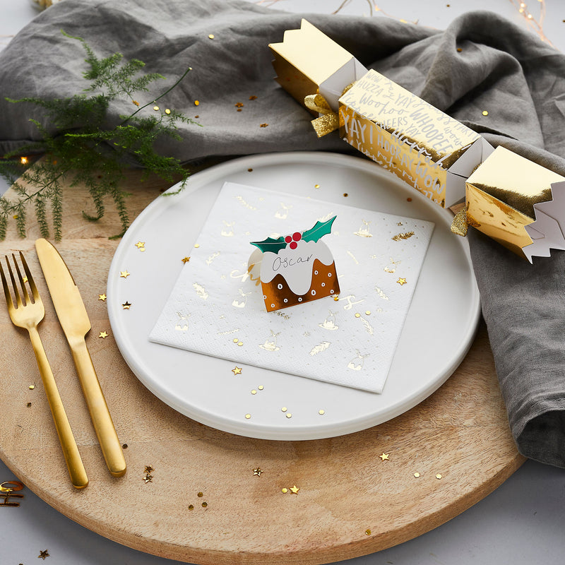 Foiled Christmas Pudding Place Cards Pack of 10