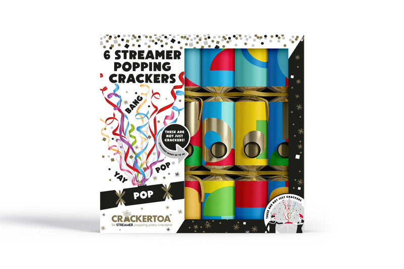 Colour Pop Streamer Popping Christmas Crackers Pack of 6