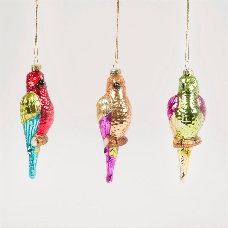 Colourful Parrots Hanging Christmas Decorations- Set Of 3