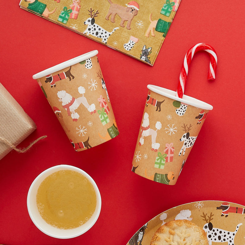 Santa Paws Eco Christmas Paper Cups Pack of 8