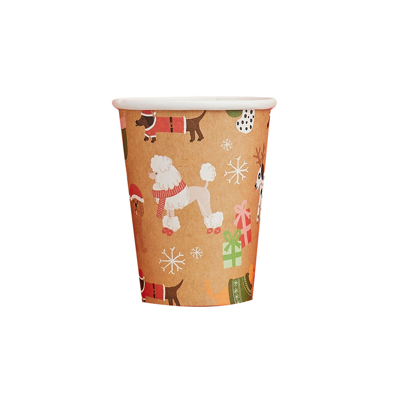Santa Paws Eco Christmas Paper Cups Pack of 8