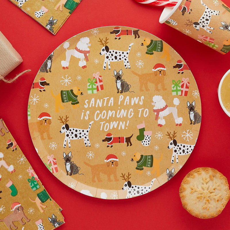 Santa Paws Eco Christmas Paper Plates Pack of 8