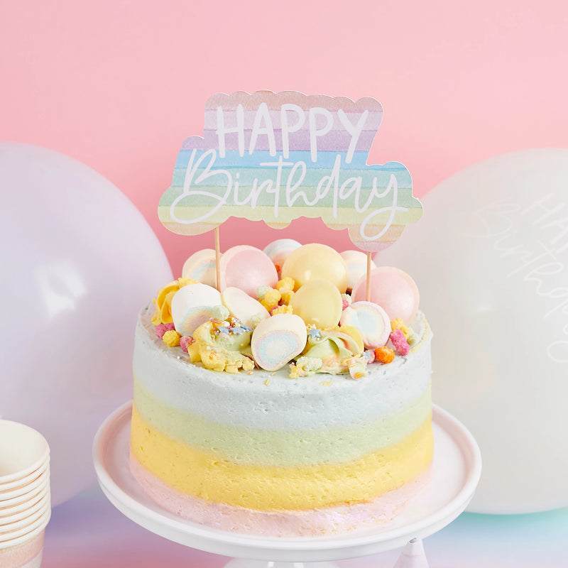 Eco Rainbow Happy Birthday Cake Topper Pack of 1
