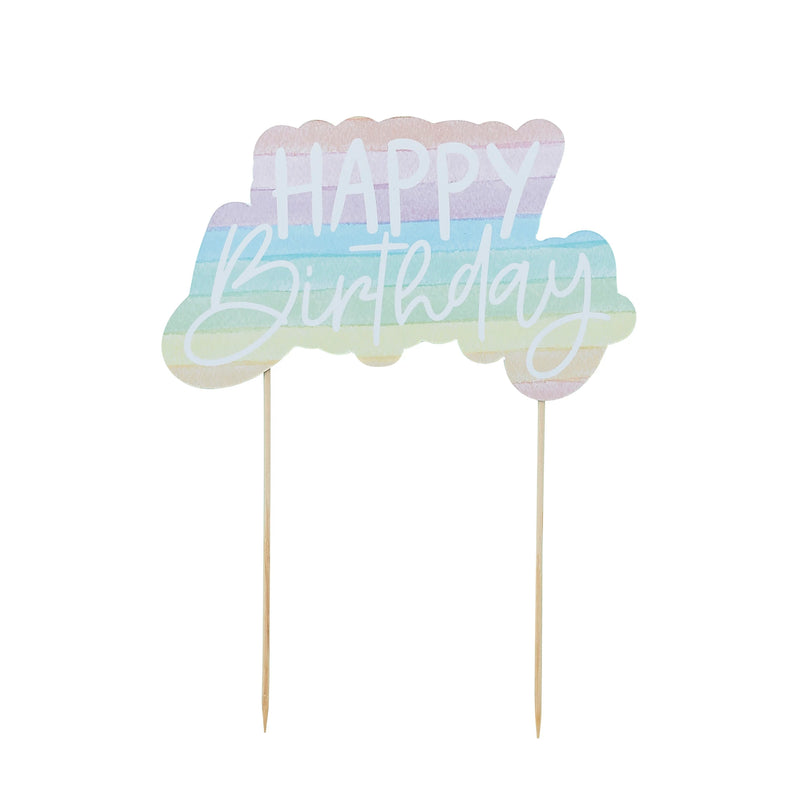 Eco Rainbow Happy Birthday Cake Topper Pack of 1