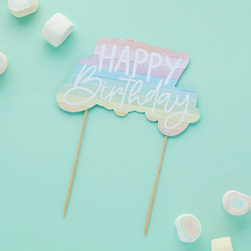 Eco Rainbow Happy Birthday Cake Topper Pack of 1