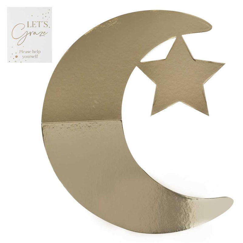 Gold Crescent Moon and Star Shaped Eid Grazing Board
