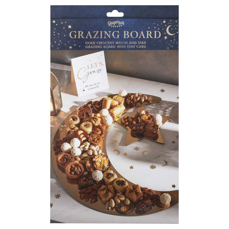 Gold Crescent Moon and Star Shaped Eid Grazing Board