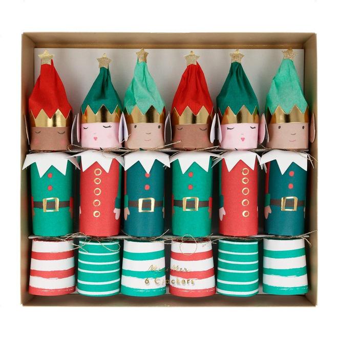 Elf Christmas Crackers Pack of 6