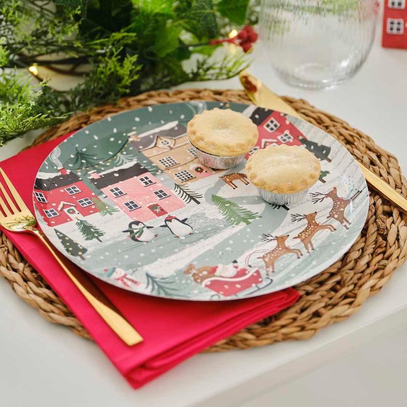 Festive Scene Christmas Paper Plates Pack of 8