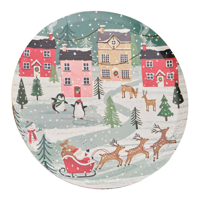 Festive Scene Christmas Paper Plates Pack of 8