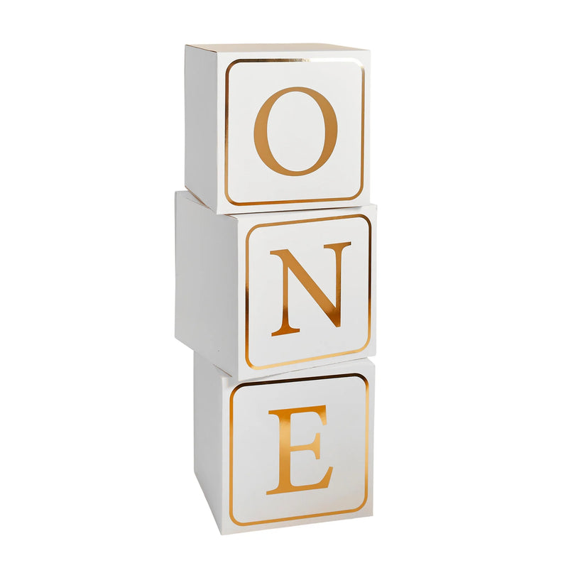 Jumbo One Gold Foil Blocks Pack of 3 Blocks for First Birthday